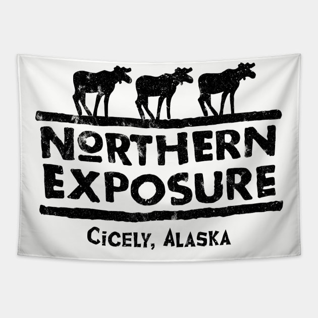 Northern Exposure Logo Worn Tapestry by Alema Art