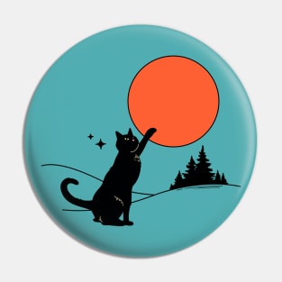 Cool Sun Black Cat in blue Pin
