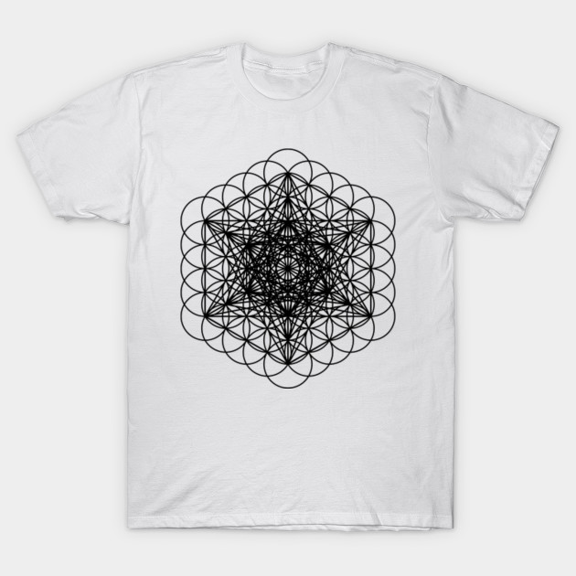 Metatrons cube Black Sacred Geometry TShirt TeePublic