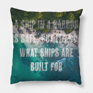 A ship in harbor Pillow