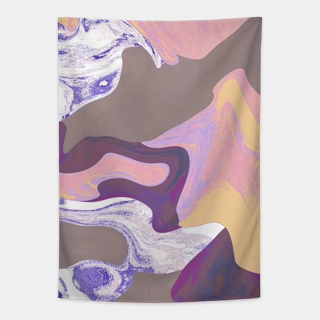 Pocket - Abstract Trippy Purple Yellow Tapestry by ninoladesign