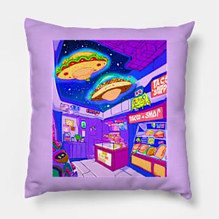 taco shop at space anime style art Pillow