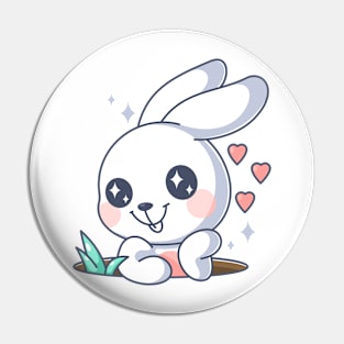 Cute bunny in love cartoon Pin