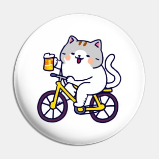 Kawaii Cute Fat Cat On a Bike Pin