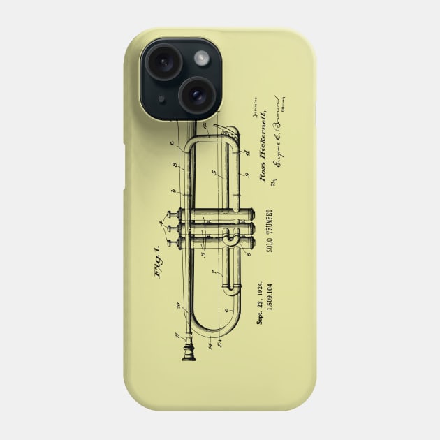 Trumpet Player Gift - 1924 Vintage Trumpet Patent Print Phone Case by MadebyDesign