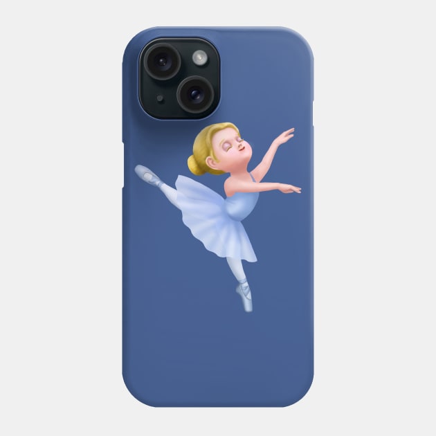 Cute Blue Tutu Ballerina Girl Dancer Phone Case by Irene Koh Studio