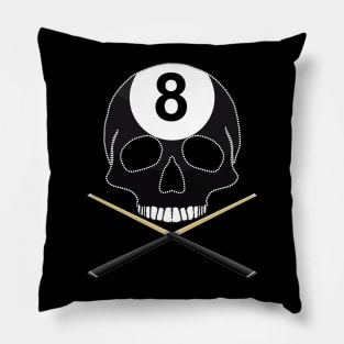 Eight Ball Skull with Crossed Cues Pillow