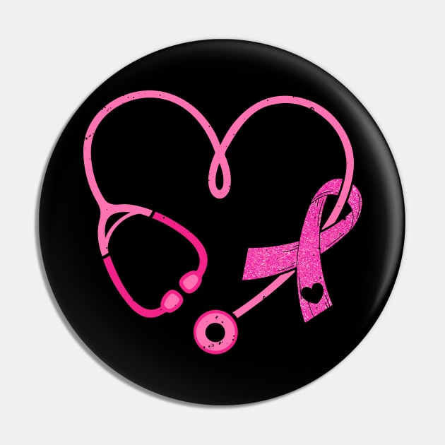 Pink Stethoscope Nurse Medical Breast Cancer Awareness Pin by antrazdixonlda