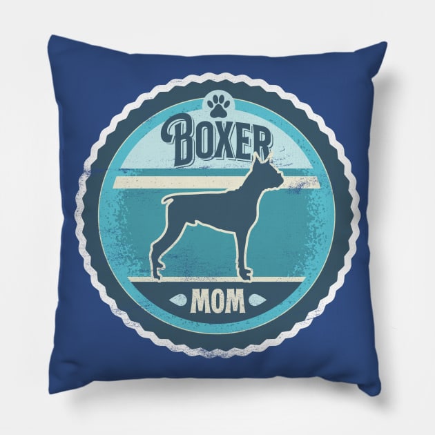 Boxer Mom - Distressed Boxer Dog Silhouette Design Pillow by DoggyStyles