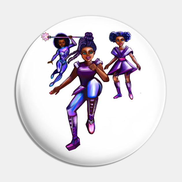 Black anime superhero girls from outer space! beautiful  black girl with Afro hair, brown eyes, Cherry pink lips and dark brown skin. Hair love ! Pin by Artonmytee