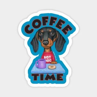 cute coffee awesome Doxie Black Dachshund Coffee Drinker Magnet