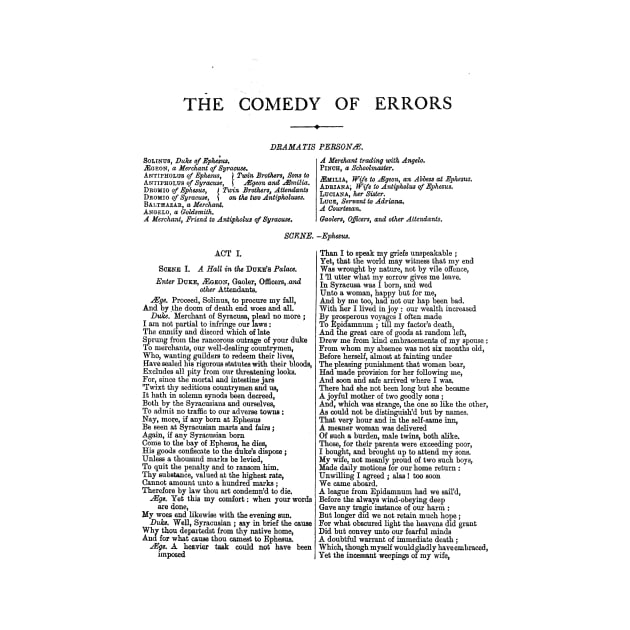 The Comedy of Errors William Shakespeare First Page by buythebook86