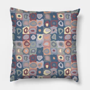 Summer Breeze  - Retro Geometric Wobbly Square Grid Pattern Pillow