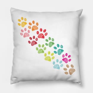 Colorful paw print vector background Pillow