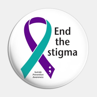 Suicide prevention: End the stigma, black type Pin