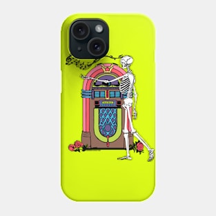 Skeleton at the Jukebox Music Forever Even in Death (color version) Phone Case