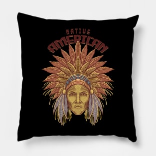 Indian Head Illustration Pillow