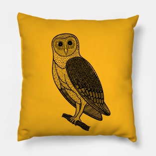 Barn Owl - detailed bird ink art Pillow