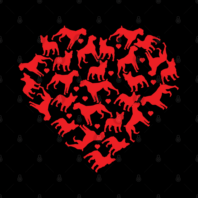 Funny Love Heart American Bulldog Valentine's Day by S-Log