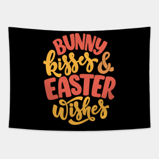 Bunny kisses and easter wishes typography quote Tapestry