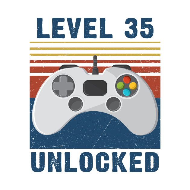 Level 35 unlocked funny gamer 35th birthday by Sauconmua Conlaigi99