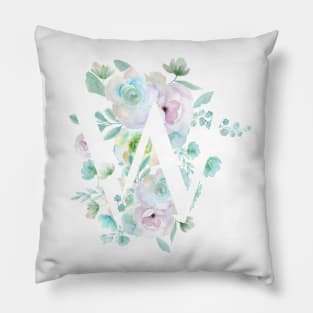 Botanical alphabet W green and purple flowers Pillow