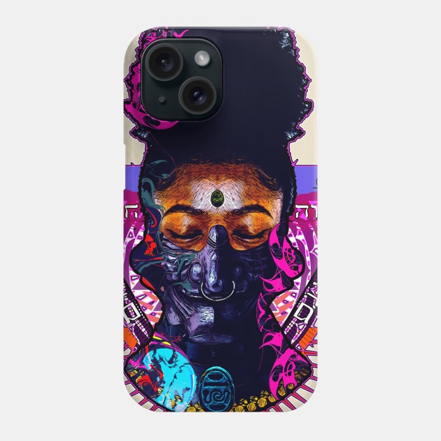 Afro Hair Black Girl Shogun Melanin Ronin Warrior 3 Phone Case by Glass Table Designs