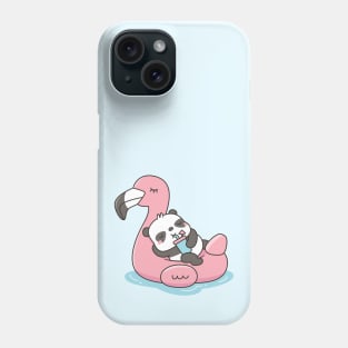 Cute Panda Chilling On Pink Flamingo Pool Float Phone Case