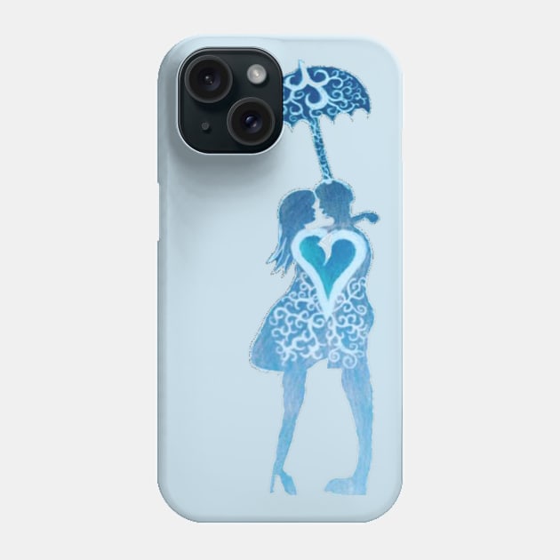 Lovers in the Rain Phone Case by njgaron