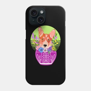 Corgi Dog with Flowers Phone Case