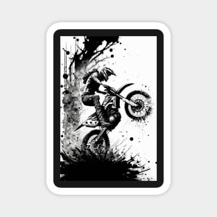 Dirt bike cool wheelie - splashed ink - white background Magnet