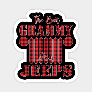 The Best Grammy Drive Jeeps Red Plaid Jeep Matching Pajama Family Buffalo Jeeps Lover Magnet