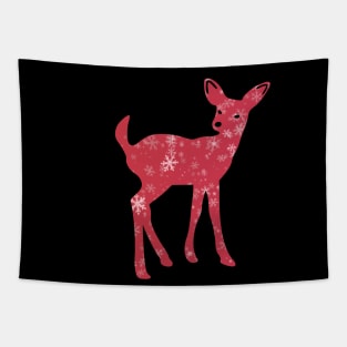 Deer with red christmas pattern Tapestry