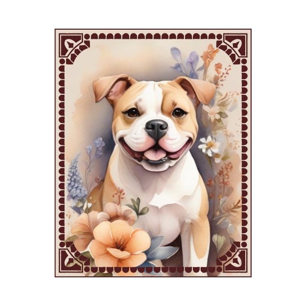 Watercolor American-Bulldog by Mum and dogs