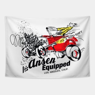 Vintage garage car sign it’s Ansen Equipped bought to you by MotorManiac Tapestry