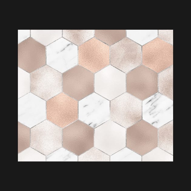 Rose pearl and marble hexagons by marbleco