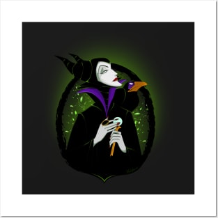 Maleficent Dragon Silhouette Original Art Print 