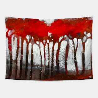 A forest of red trees Tapestry