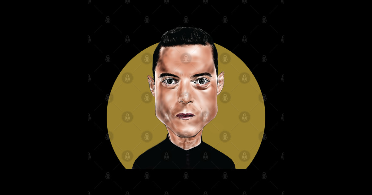 Caricature of Rami Malek - Rami Malek - Sticker | TeePublic