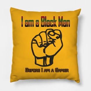 I am a Black Man before a gamer Pillow