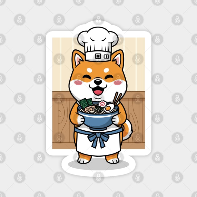 Delightful Shiba Chef Ramen Magnet by enrynz