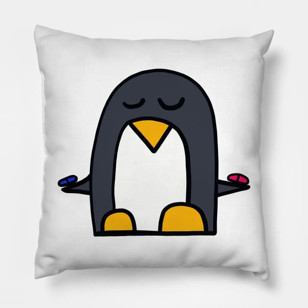 Red Pill / Blue Pill - Penguin from the Matrix Pillow by ThomaeArt