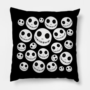 skull halloween pattern, fun, white and black, original, unisex Pillow