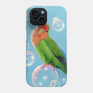 Bubbles, the Peach Faced Lovebird on Bubbles Phone Case