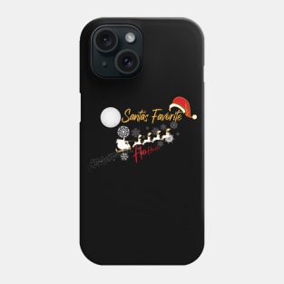 Santa's Favorite HoHoHo - Funny Christmas Saying with Snowflakes, Santa and Dears Phone Case