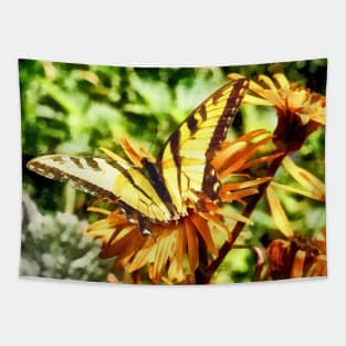 Butterflies - Tiger Swallowtail on Yellow Wildflower Tapestry