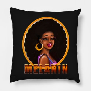 Melanin afro queen 2022 beautiful black woman with afro hair Pillow