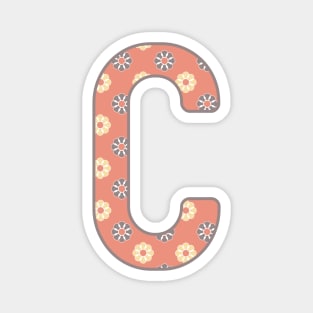 MONOGRAM LETTER C PINK FLORAL TYPOGRAPHY DESIGN Magnet