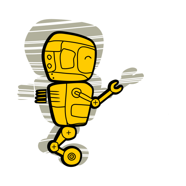 delivery robot in yellow and black by bloomroge