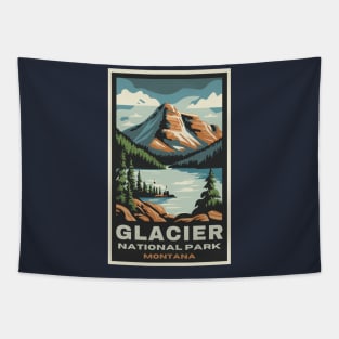 A Vintage Travel Art of the Glacier National Park - Montana - US Tapestry